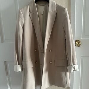 H&M Cream Double-Breasted Blazer